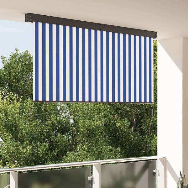 vidaXL Εξωτερικό ρολό Striped Μπλε και λευκό 220 x 250 cm ύφασμα
