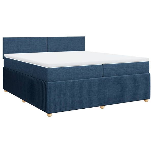 vidaXL Κρεβάτι Boxspring με Στρώμα Μπλε 200x200 εκ. Υφασμάτινο