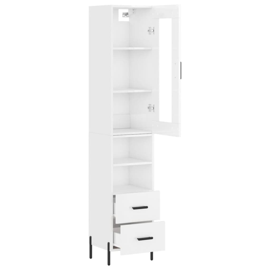 vidaXL Ντουλάπι Γυαλ. Λευκό 34,5 x 34 x 180 εκ. από Επεξεργασμένο Ξύλο