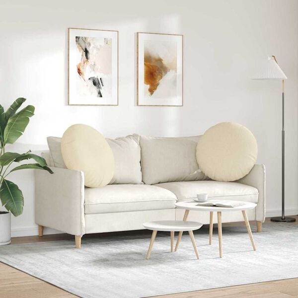 vidaXL Μαξιλάρια καθισμάτων 2 pcs Κρεμ Ø60 x 21 εκ ύφασμα