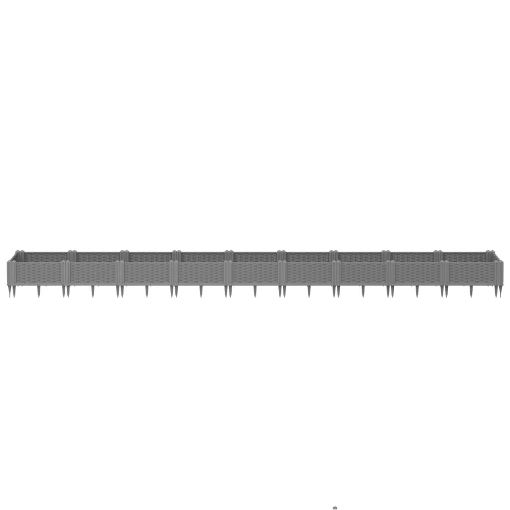 vidaXL Ζαρντινιέρα με Πασσάλους Γκρι 123,5x43,5x43,5εκ. Πολυπροπυλένιο
