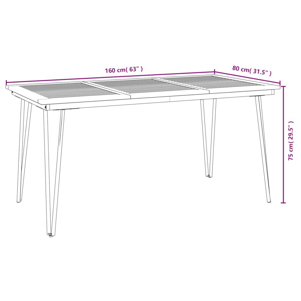 vidaXL Τραπέζι Κήπου Με Πόδια Φουρκέτα 160x80x75 εκ. Μασίφ Ακακία
