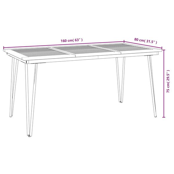 vidaXL Τραπέζι Κήπου Με Πόδια Φουρκέτα 160x80x75 εκ. Μασίφ Ακακία