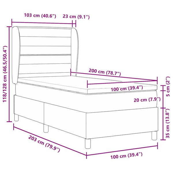 vidaXL Κρεβάτι με ελατήρια με στρώμα Μπλε 100 x 200 cm ύφασμα