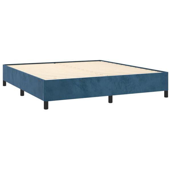 vidaXL Κρεβάτι Boxspring με Στρώμα Σκούρο Μπλε 180x200 εκ. Βελούδινο