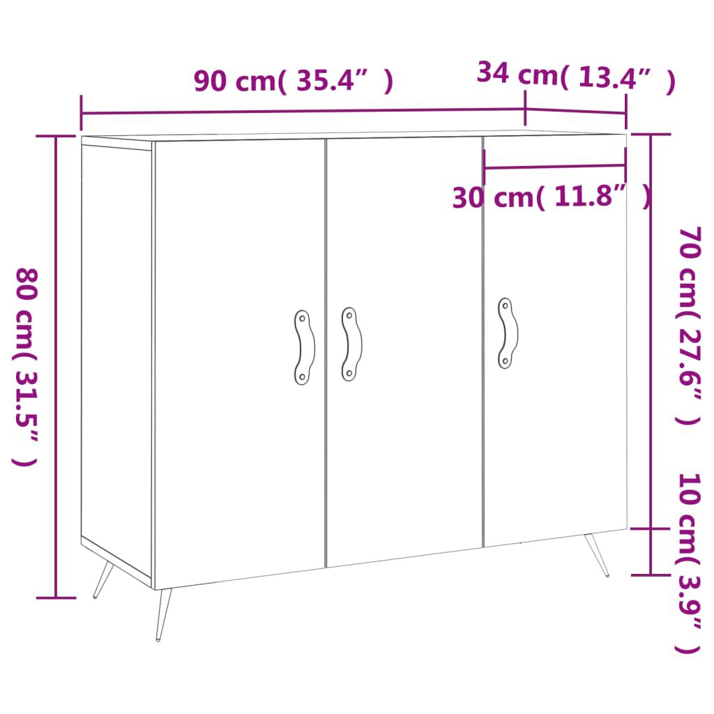 vidaXL Ντουλάπι Sonoma δρυς 90x34x80 εκ. Επεξεργασμένο Ξύλο