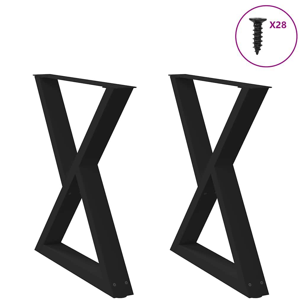 vidaXL Πόδια Τραπεζαρίας 2 τεμ. Μαύρο 80x(72-73,3) εκ. Ατσάλι