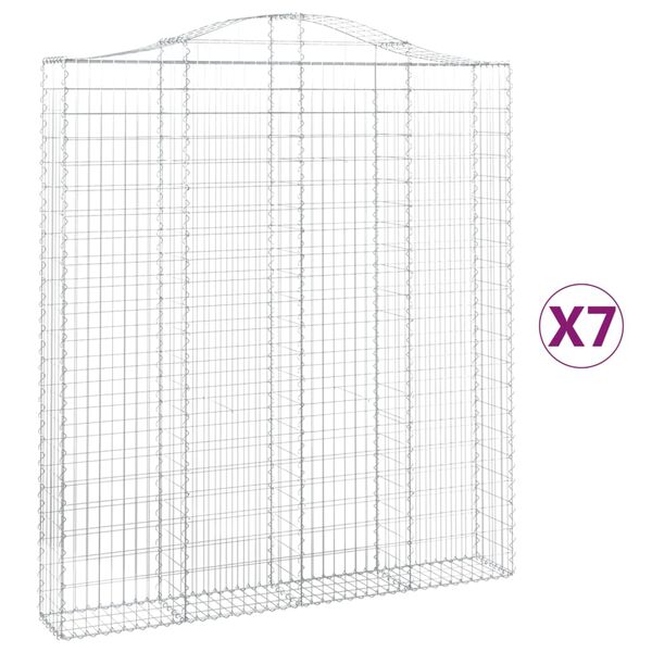 vidaXL Συρματοκιβώτια Τοξωτά 7 τεμ. 200x30x220/240 εκ. Γαλβαν. Ατσάλι