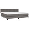 vidaXL Κρεβάτι Boxspring με Στρώμα Γκρι 200x200 εκ. Συνθετικό Δέρμα