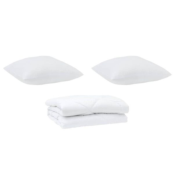 vidaXL Σετ Κουβέρτας με μαξιλάρι 3 pcs Λευκό 200 x 220 cm Μικροΐνες