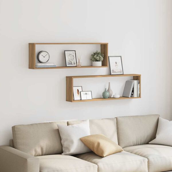 vidaXL Ραφιέρες Τοίχου Κύβος Αρτισιανή Δρυς 100x15x30 εκ. Επεξ. Ξύλο