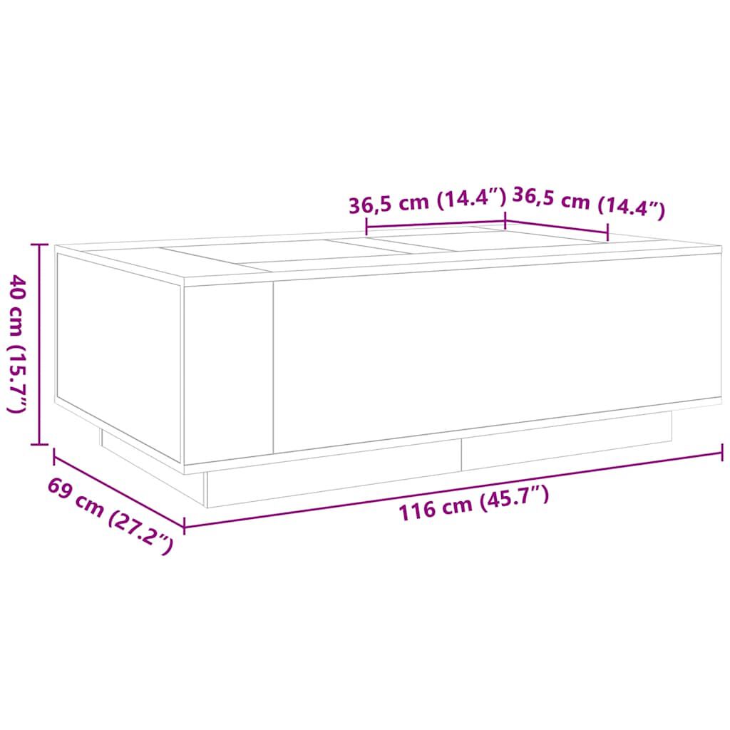 vidaXL Τραπεζάκι Σαλονιού Infinity LED Λευκό 116x69x40 εκ.