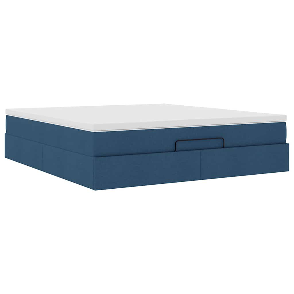 vidaXL Οθωμανικό κρεβάτι με στρώμα μπλε 180x200cm ύφασμα