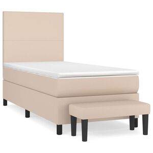 vidaXL Κρεβάτι Boxspring με Στρώμα Καπουτσίνο 100x200εκ.από Συνθ.Δέρμα