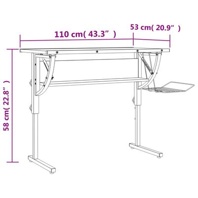 vidaXL Γραφείο Χειροτ. Μαύρο/Γκρι 110x53x(58-87) εκ. Επ. Ξύλο&Ατσάλι