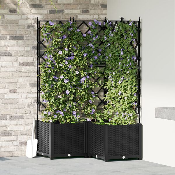 vidaXL Γλάστρα Κήπου με Πλέγμα 3 τεμ Μαύρη 80x80x143 εκ