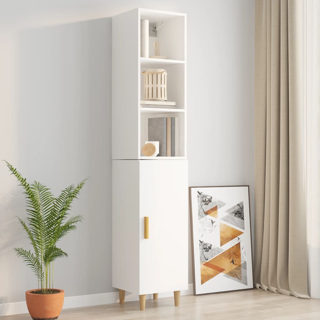 vidaXL Ντουλάπι Τοίχου Γυαλιστερό Λευκό 34,5x32,5x90 εκ. Επεξεργ. Ξύλο