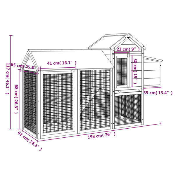 vidaXL Κοτέτσι Καφέ 193 x 65 x 117 εκ. από Μασίφ Ξύλο Πεύκου