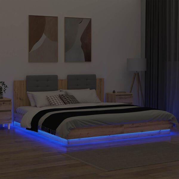 vidaXL &Kappa;&rho;&epsilon;&beta;ά&tau;&iota; &mu;&epsilon; &Kappa;&epsilon;&phi;&alpha;&lambda;ά&rho;&iota; Artisan Oak 180 x 200 cm &Epsilon;&pi;&epsilon;&xi;&epsilon;&rho;&gamma;&alpha;&sigma;&mu;έ&nu;&omicron; &xi;ύ&lambda;&omicron;