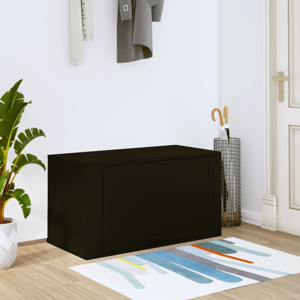 vidaXL Παπουτσοθήκη Επιτοίχια Μαύρη 70x35x38 εκ. Επεξεργασμένο Ξύλο