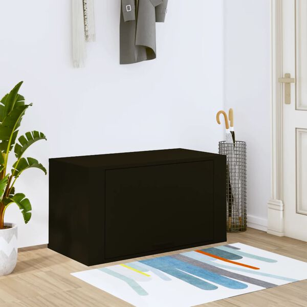 vidaXL Παπουτσοθήκη Επιτοίχια Μαύρη 70x35x38 εκ. Επεξεργασμένο Ξύλο