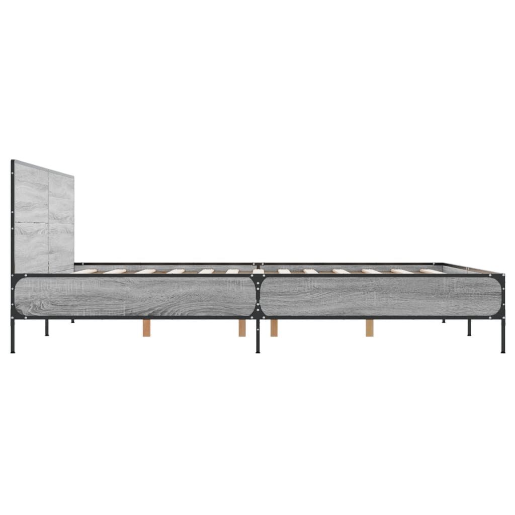 vidaXL Πλαίσιο Κρεβατιού Γκρι Sonoma 120x200 εκ. Επεξ. Ξύλο & Μέταλλο