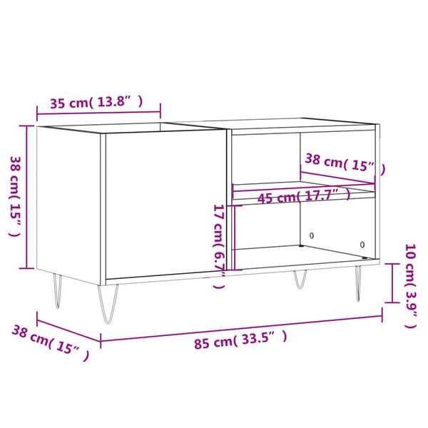vidaXL Δισκοθήκη Καφέ Δρυς 85 x 38 x 48 εκ. από Επεξεργασμένο Ξύλο