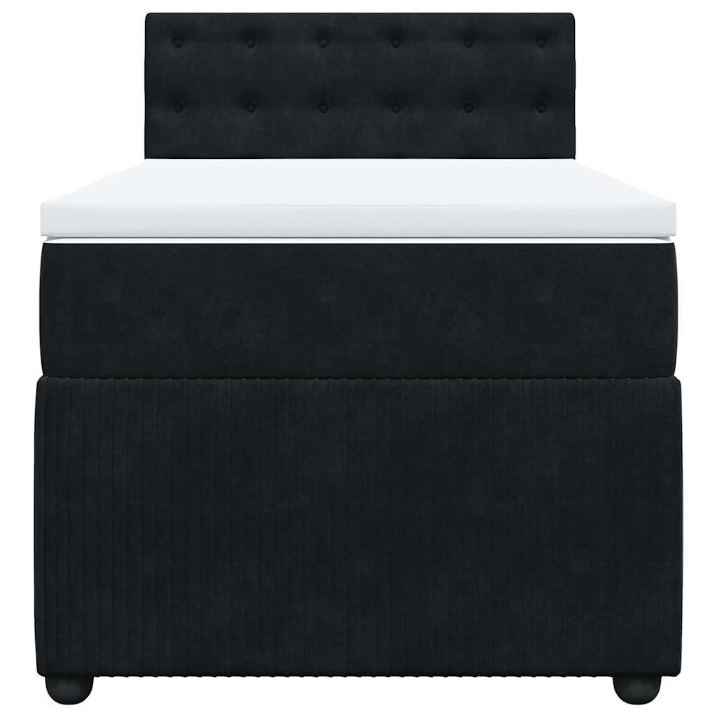 vidaXL Κρεβάτι Boxspring με Στρώμα Μαύρο 90x190 εκ. Βελούδινο