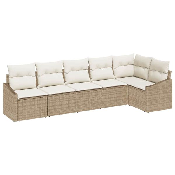vidaXL Σετ Καναπέ Κήπου 6 pcs Μπεζ Πολυ ράταν
