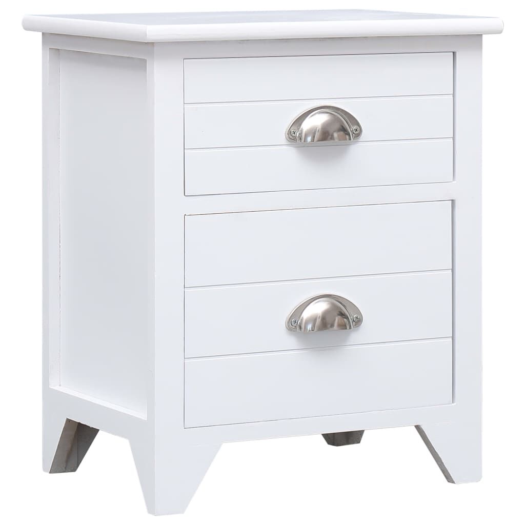 vidaXL Κομοδίνο Λευκό 38 x 28 x 45 εκ. από Ξύλο Παυλώνιας