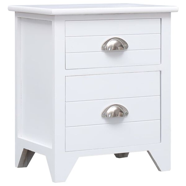 vidaXL Κομοδίνο Λευκό 38 x 28 x 45 εκ. από Ξύλο Παυλώνιας