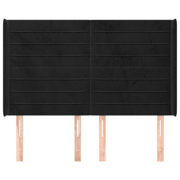 vidaXL Κεφαλάρι με Πτερύγια Μαύρο 147x16x118/128 εκ. Βελούδινο