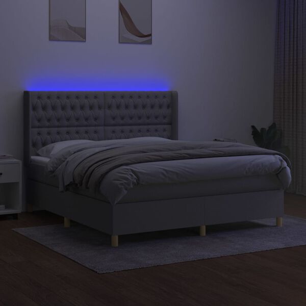vidaXL &Kappa;&rho;&epsilon;&beta;ά&tau;&iota; Boxspring &mu;&epsilon; &Sigma;&tau;&rho;ώ&mu;&alpha; & LED &Alpha;&nu;.&Gamma;&kappa;&rho;&iota; 180x200&epsilon;&kappa;. &Upsilon;&phi;&alpha;&sigma;&mu;ά&tau;&iota;&nu;&omicron;