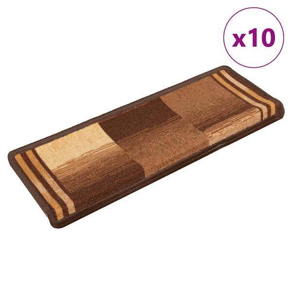 vidaXL Πατάκια Σκάλας Αυτοκόλλητα 10 τεμ. Καφέ 65x21x4 εκ.
