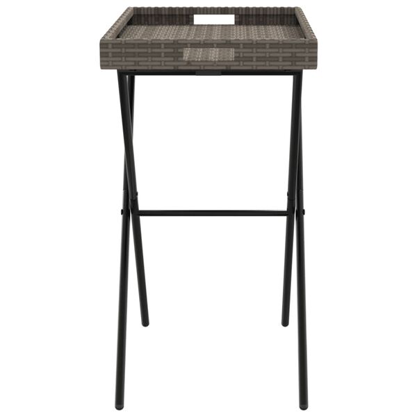 vidaXL Τραπέζι Δίσκος Πτυσσόμενο Γκρι 65x40x75 εκ. Συνθετικό Ρατάν