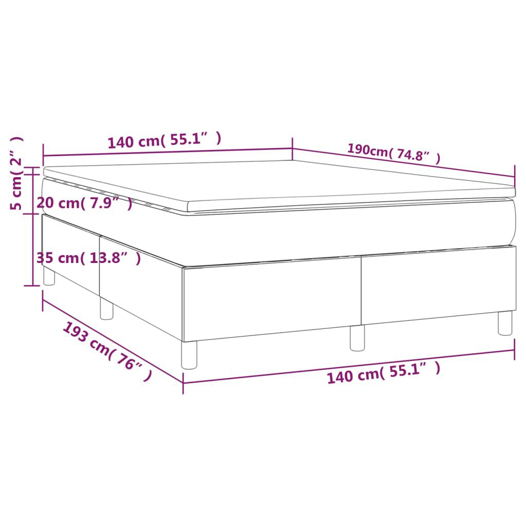 vidaXL Κρεβάτι Boxspring με Στρώμα Κρεμ 140x190 εκ. Υφασμάτινο
