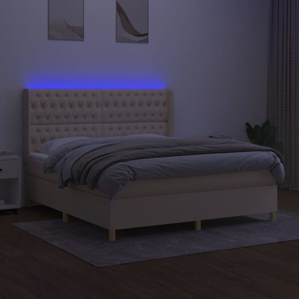 vidaXL &Kappa;&rho;&epsilon;&beta;ά&tau;&iota; Boxspring &mu;&epsilon; &Sigma;&tau;&rho;ώ&mu;&alpha; & LED &Kappa;&rho;&epsilon;&mu; 180x200 &epsilon;&kappa;. &Upsilon;&phi;&alpha;&sigma;&mu;ά&tau;&iota;&nu;&omicron;