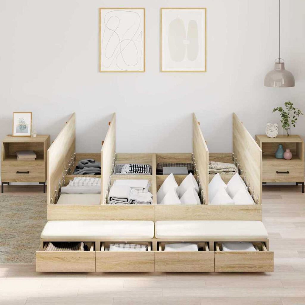 vidaXL Κρεβάτι με αποθηκευτικό χώρο Δρύς Sonoma 236.5 x 160 x 31.5 εκ.
