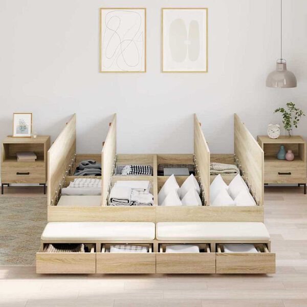 vidaXL Κρεβάτι με αποθηκευτικό χώρο Δρύς Sonoma 236.5 x 160 x 31.5 εκ.