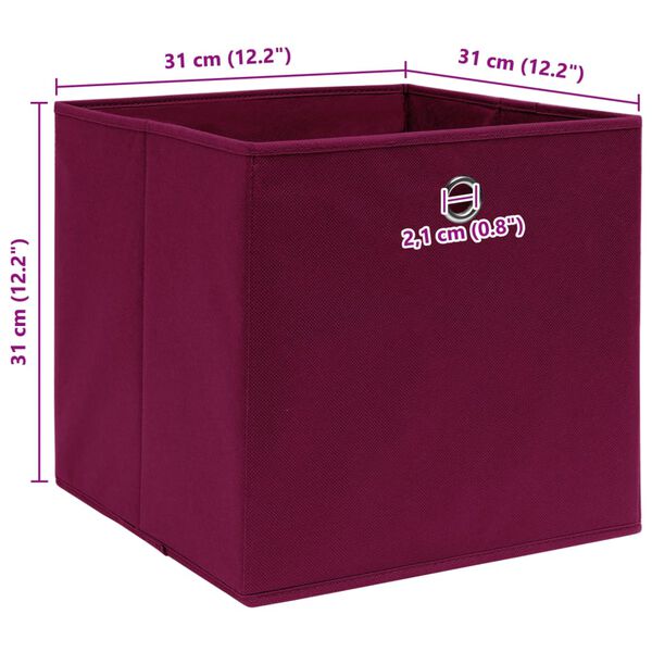 vidaXL Κουτιά Αποθήκευσης 4 τεμ. Κόκκινα 32 x 32 x 32 εκ. Υφασμάτινα
