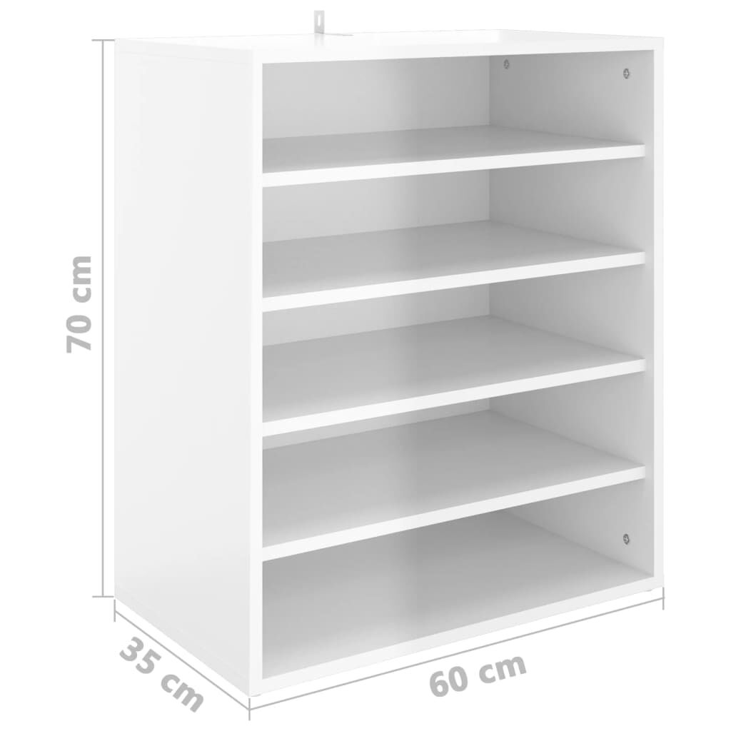 vidaXL Παπουτσοθήκη Γυαλιστερό Λευκό 60 x 35 x 70 εκ. από Μοριοσανίδα