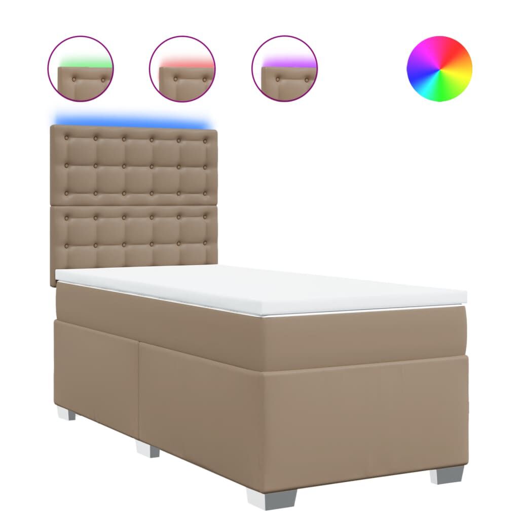 vidaXL Κρεβάτι Boxspring με Στρώμα Καπουτσίνο 80x200 εκ. Συνθ. Δέρμα