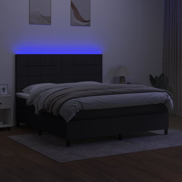 vidaXL &Kappa;&rho;&epsilon;&beta;ά&tau;&iota; Boxspring &mu;&epsilon; &Sigma;&tau;&rho;ώ&mu;&alpha; & LED &Mu;&alpha;ύ&rho;&omicron; 160x200 &epsilon;&kappa;. &Upsilon;&phi;&alpha;&sigma;&mu;ά&tau;&iota;&nu;&omicron;