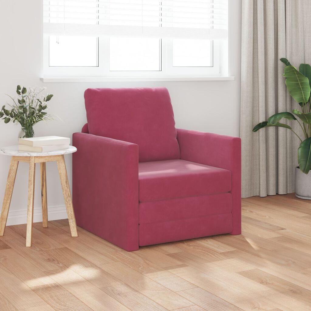 vidaXL Sofa Κρεβάτι 2 σε 1 Κρασιού Κόκκινο 74x77x81 εκ. Βαμβακερό