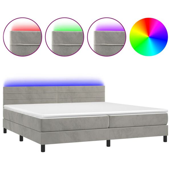 vidaXL &Kappa;&rho;&epsilon;&beta;ά&tau;&iota; Boxspring &mu;&epsilon; &Sigma;&tau;&rho;ώ&mu;&alpha; & LED &Alpha;&nu;.&Gamma;&kappa;&rho;&iota; 200x200 &epsilon;&kappa;. &Beta;&epsilon;&lambda;&omicron;ύ&delta;&iota;&nu;&omicron;
