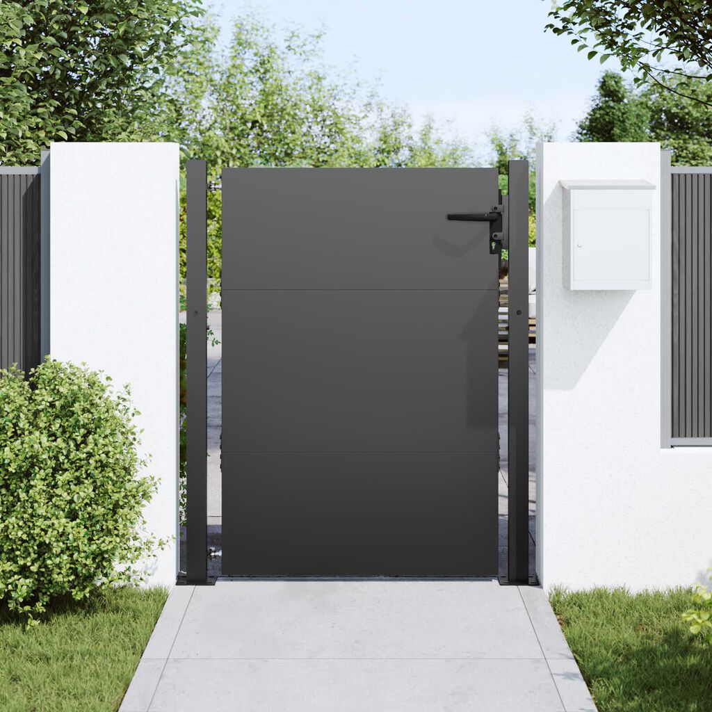 vidaXL Πύλη Κήπου Μαύρο 105 x 150 cm Ατσάλι με Επικάλυψη Πούδρας
