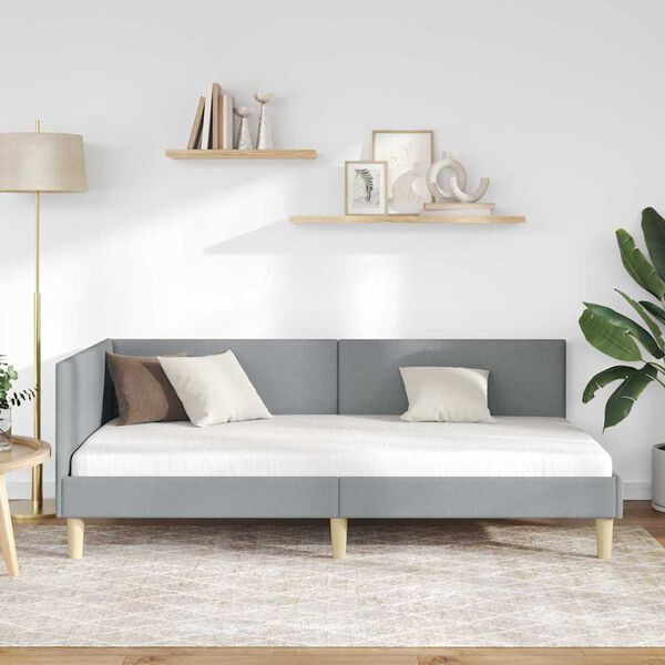 vidaXL Κρεβάτι Γωνίας Ανοιχτό γκρι 80 x 200 cm Ύφασμα και Έργο ξύλου