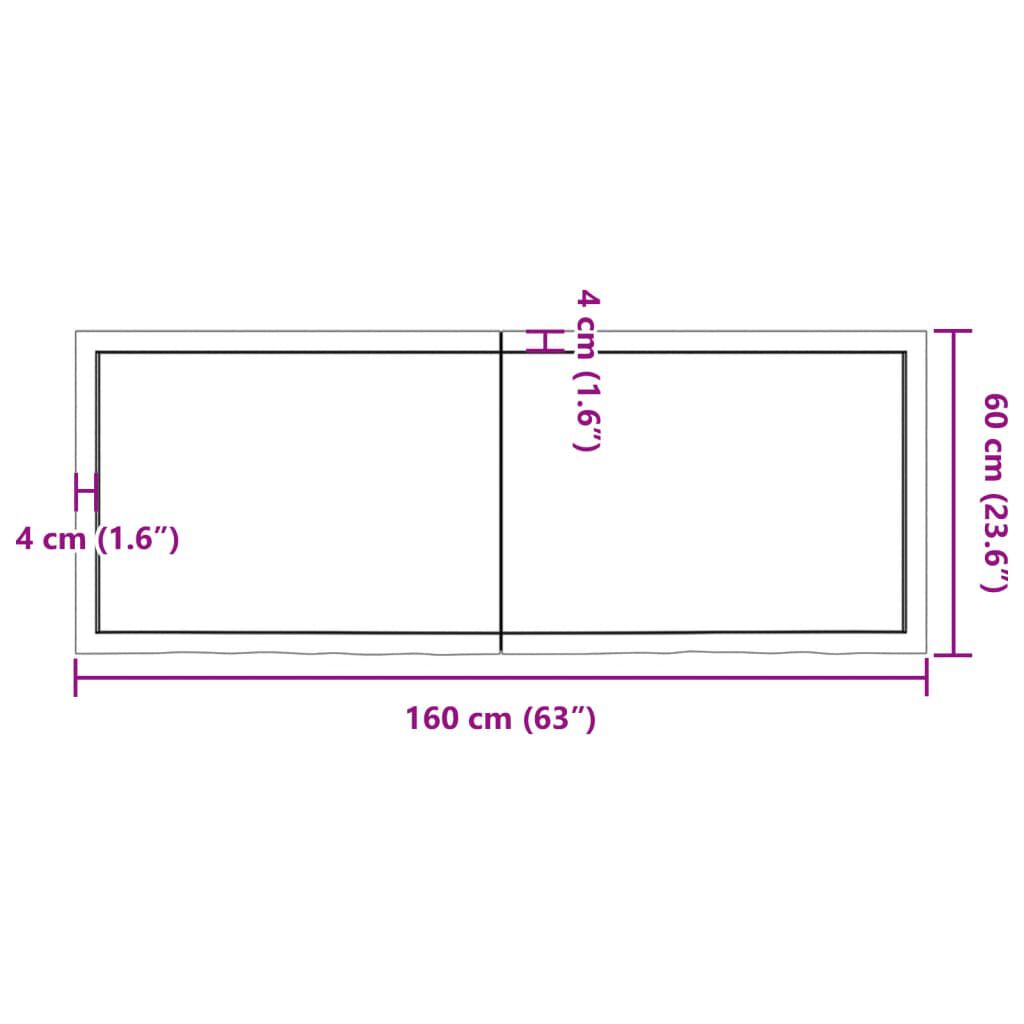 vidaXL Ράφι Τοίχου Ανοιχτό Καφέ 160x60x(2-6)εκ. Επεξ. Μασίφ Ξύλο Δρυός