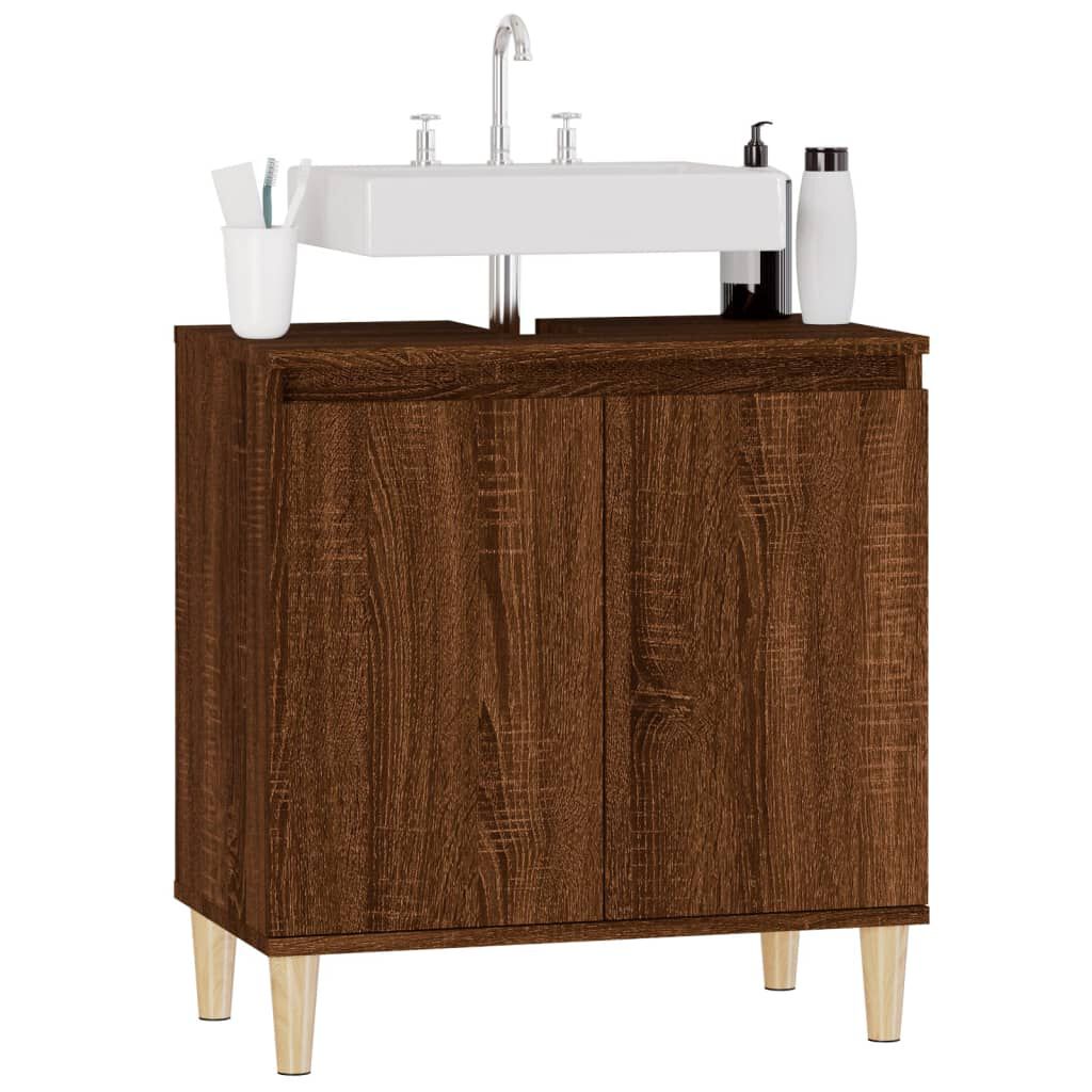vidaXL Ντουλάπι Νιπτήρα Καφέ Δρυς 58x33x60 εκ. Επεξεργασμένο Ξύλο