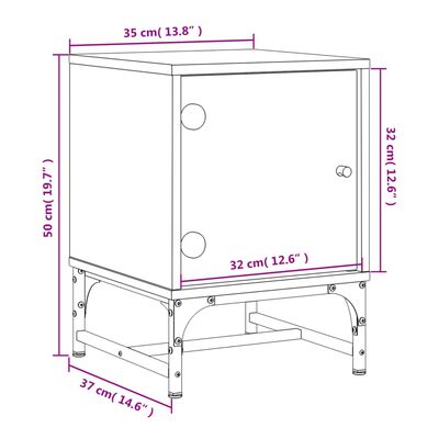 vidaXL Κομοδίνα 2 τεμ. Γκρι Σκυρ. 35x37x50 εκ. με Γυάλινες Πόρτες